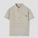 Popelin Sand Linen Shirt With Collar SS26