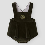 Popelin romper moss green velvet with straps || 4.6