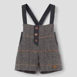 Popelin romper grey herringbone woollen with crossover straps and pockets || 7.4