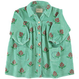 Piupiuchick Knee-Lenght Dress | Green W/ Big Flowers
