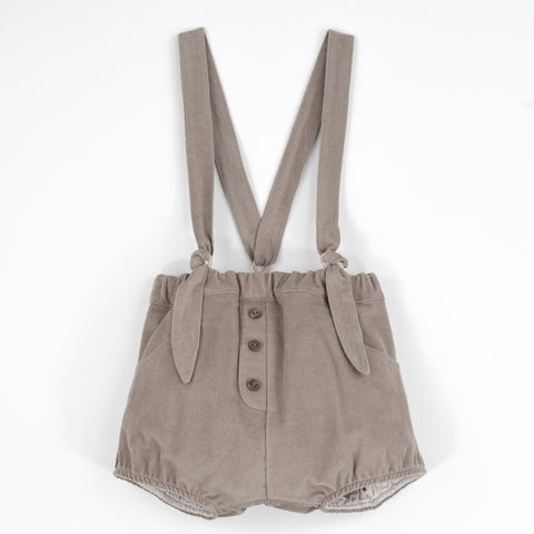 Popelin Taupe Corduroy Culotte With Removable Straps And Placket