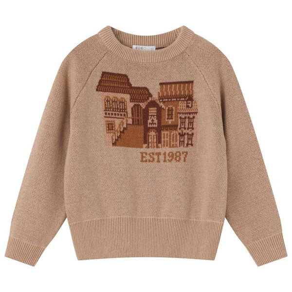 Coco Blanc Graphic Sweater Tan
