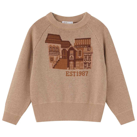 Coco Blanc Graphic Sweater Tan