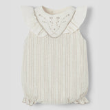 Popelin Lurex Romper Suit With Embroidered Yoke