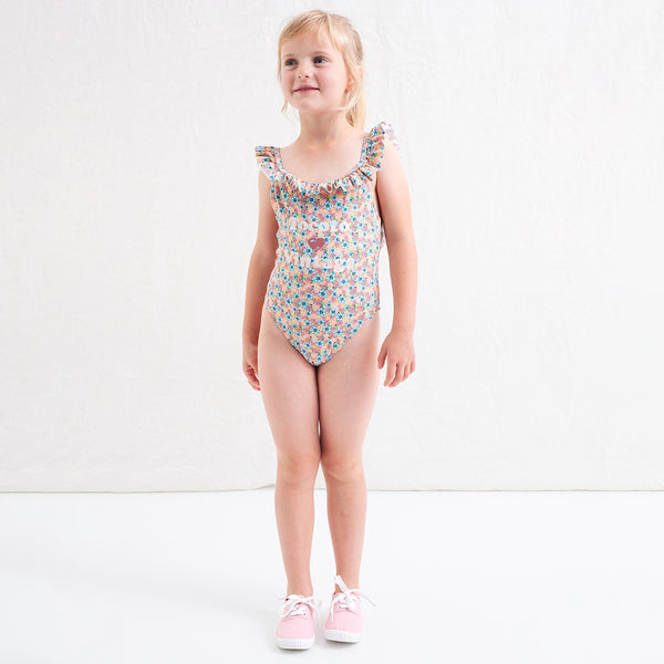 Tocoto Vintage Floral Printed Swimsuit Tocoto Pink
