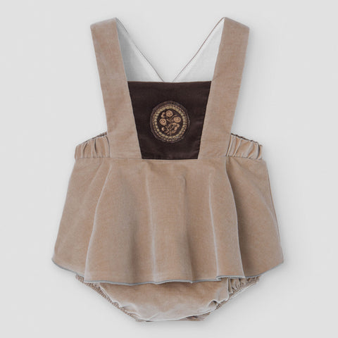Popelin romper camel corduroy with straps
