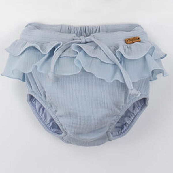 Popelin Blue Organic Culotte With Double Frill