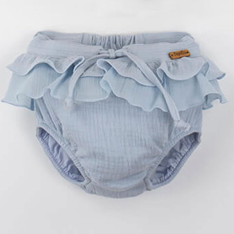 Popelin Blue Organic Culotte With Double Frill