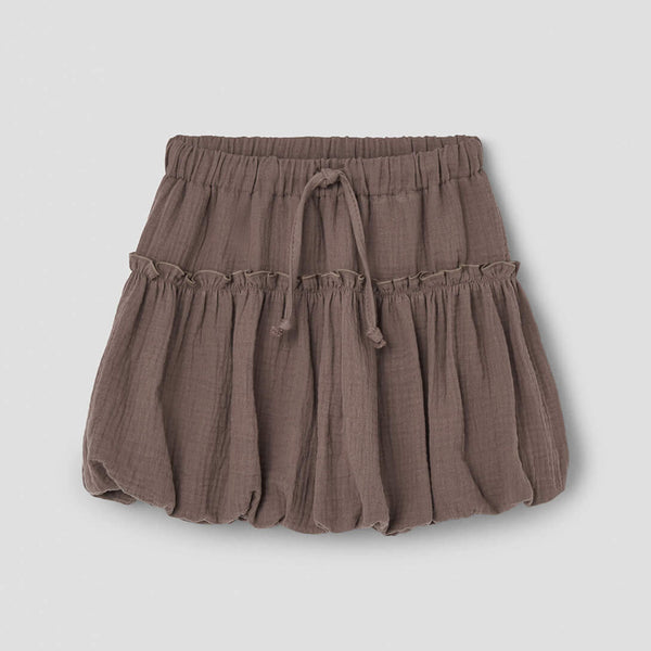 Popelin Brown Puffball Mini Skirt