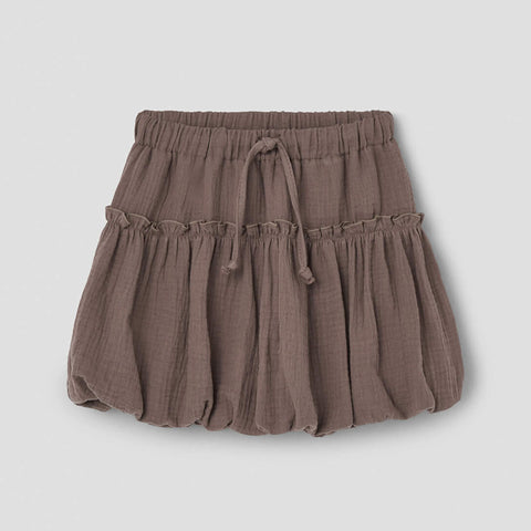Popelin Brown Puffball Mini Skirt