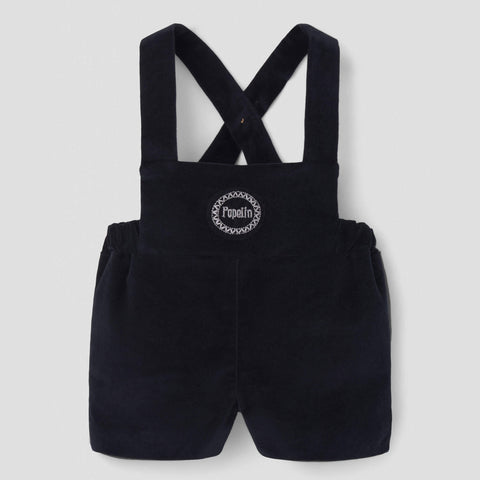Popelin short romper black velvet with embroidery appliqué || 8.4