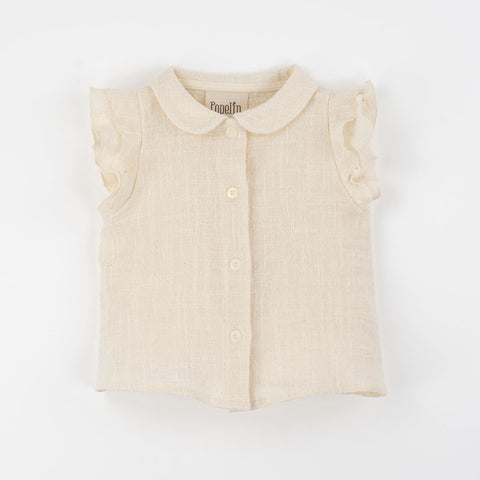 Popelin Off-White Blouse With Baby Collar