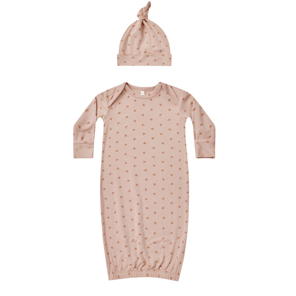 Quincy Mae Knotted Baby Gown + Hat Set || Twinkle