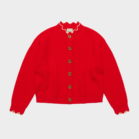 FUB Rib Cardigan Classic Red