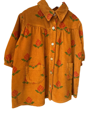 Piupiuchick Camel Big Flowers Short Dress