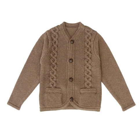 Coco Blanc Cabled Knit Cardigan Mocha