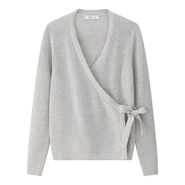 Coco Blanc Wrap Sweater Marled Grey
