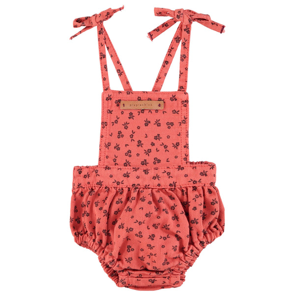 Piupiuchick Romper Raspberry Black Flowers
