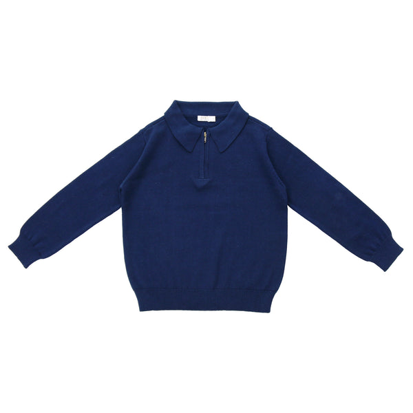 Coco Blanc Zipper Polo Navy