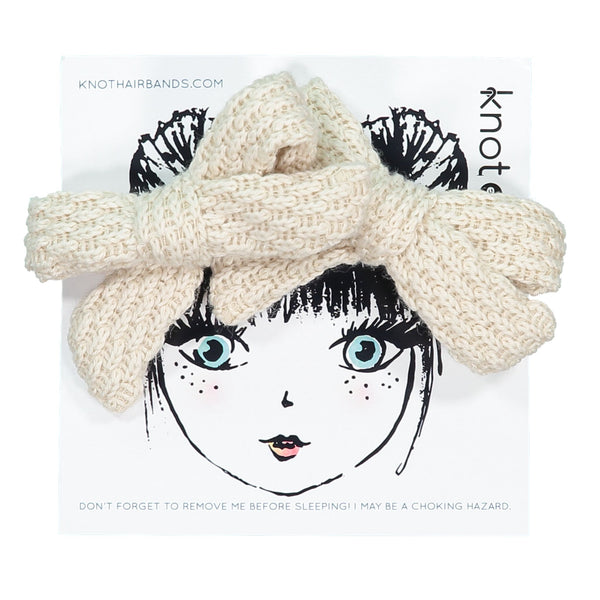 Knot Hairbands Knitted Mini Bow Set // Cream