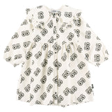 Loud Apparel Sweet Dress Wide Collar Sand/Anthracite Aop