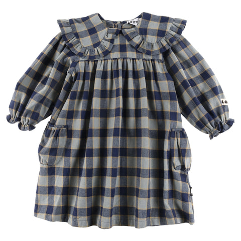 Loud Apparel Loyal Dress Collar Check Indigo