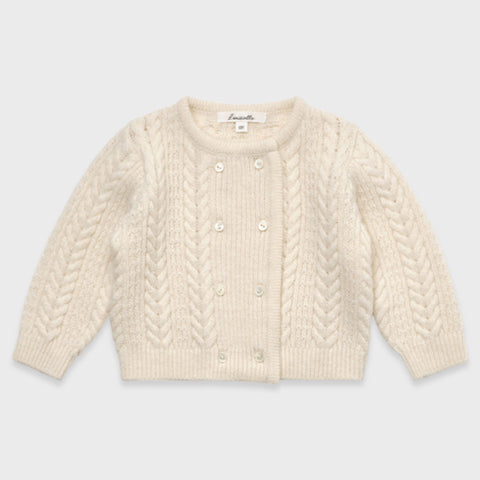 Louisiella Baby Obrine Knit Cardigan Ivory