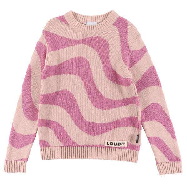 Loud Apparel Cookies Pullover Wave Jacquard Pink/Rose