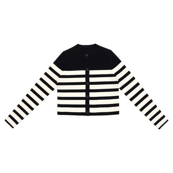 Coco Blanc Ribbed Cardigan Black/Cream