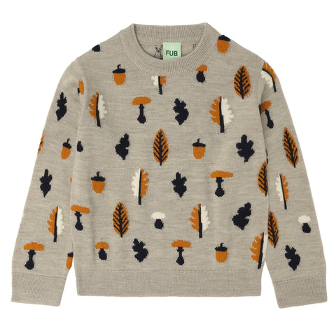 Fub Jaquard Sweater Oat Melange