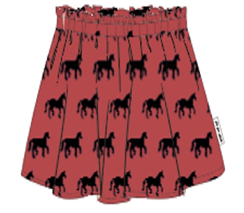Piupiuchick Knee-Lenght Skirt | Ecru W/ Black Horses Old Pink