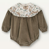 Popelin Green Romper Suit With Yoke