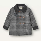 Popelin Grey Plaid Woollen Double Breasted Coat