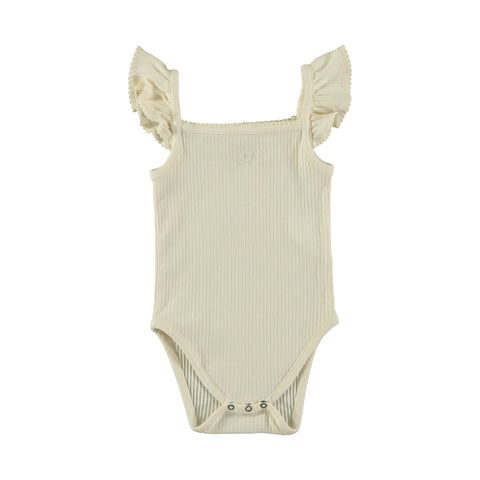 Tocoto Vintage Ribbed Baby Body With Ruffles Off White