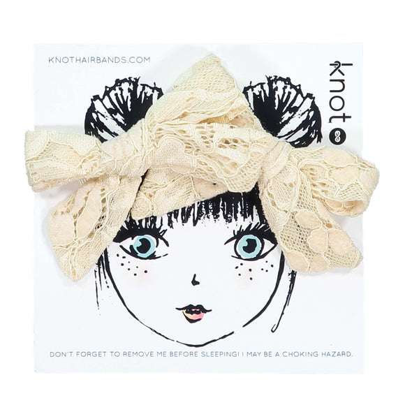 Knot Hairbands Lace Mini Bow Set // Cream