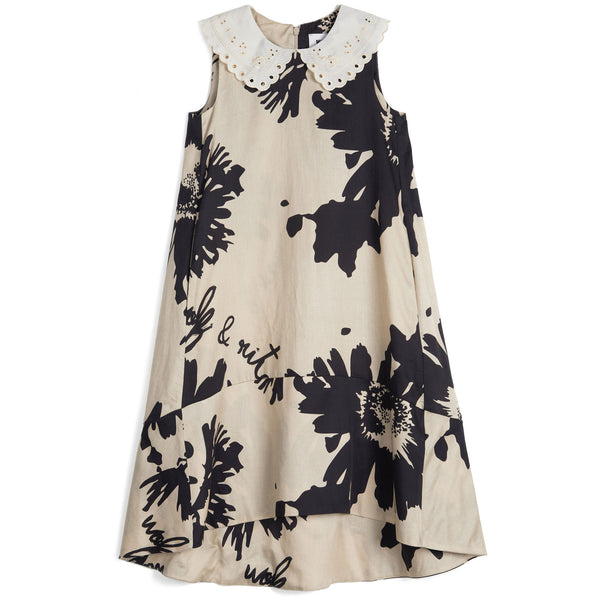 Wolf & Rita Girl Dress Betania Woven Botanical Mocha