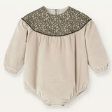 Popelin Beige Romper Suit With Yoke