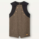 Popelin Brown Micro-Herringbone Dungarees With Baby Collar
