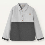 Popelin Grey Melange Contrast Shirt With Collar
