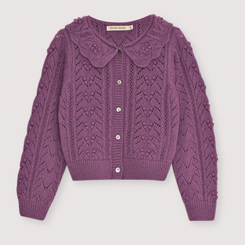 The New Society Lila Cardigan Grape Bliss