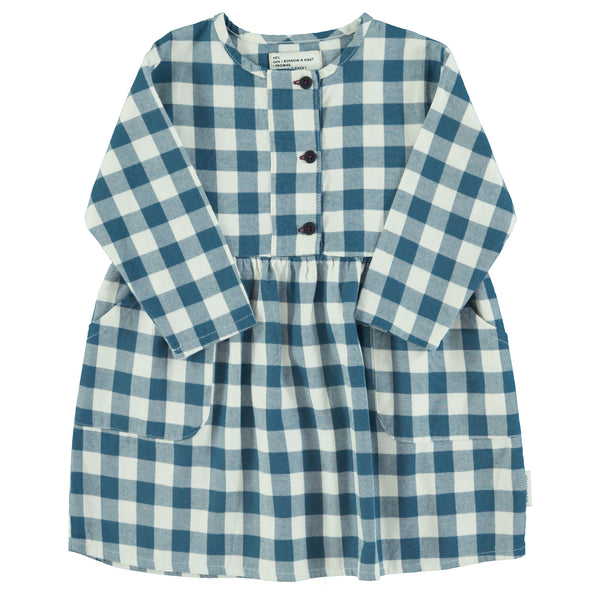 Piupiuchick Maxi Long Dress Blue & White Checkered