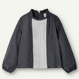 Popelin Grey Shirt With Pleats