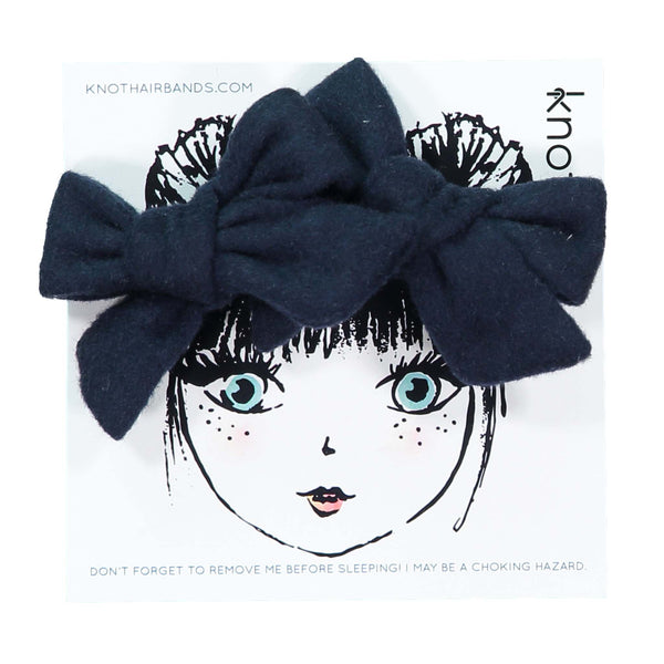 Knot Hairbands Woolly Mini Bow Set // Navy