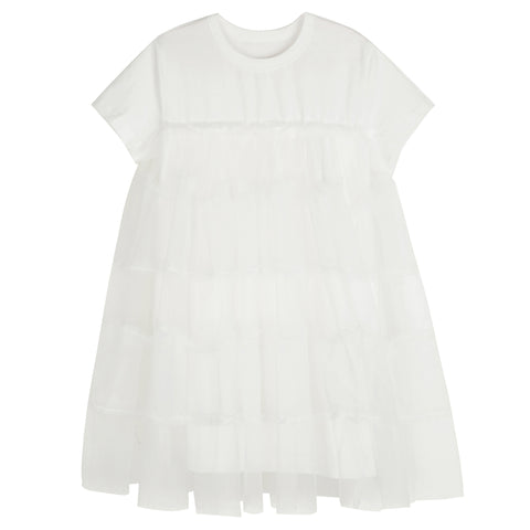 JNBY SS DRESS W/TULLE WHITE 105