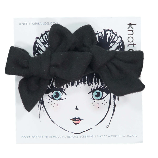 Knot Hairbands Woolly Mini Bow Set // Black
