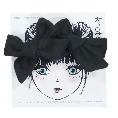 Knot Hairbands Woolly Mini Bow Set // Black