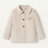 Popelin Beige Velvet Coat With Lapel