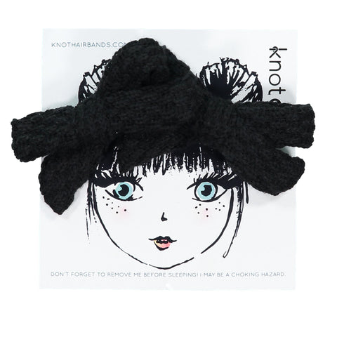 Knot Hairbands Knitted Mini Bow Set // Black