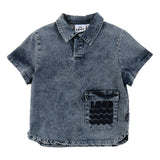 Loud Apparel Onda Shirt Front Pockets Mid Blue Stone Wash