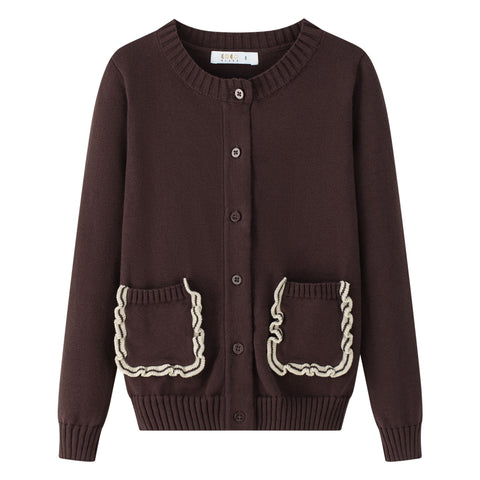 Coco Blanc Girls Cardigan Burgundy